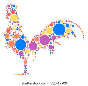 cock shape vector design by color point
