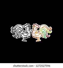 Cock sign. Hen  logo. Rooster vector logo, sign, emblem, badge