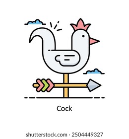 Cock vector  Filled outline icon style illustration. Symbol on White background EPS 10 File