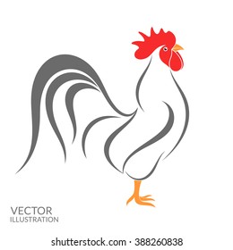 Cock. Vector illustration eps. Isolated rooster on white background