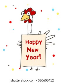 Cock. Vector illustration postcard.