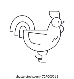 cock vector line icon, sign, illustration on background, editable strokes
