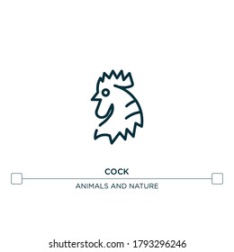 cock vector line icon. Simple element illustration. Cock outline icon from animal collection concept. Can be used for web and mobile
