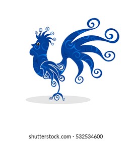 Cock Vintage fabulous silhouette pattern bird. Vector illustration. 