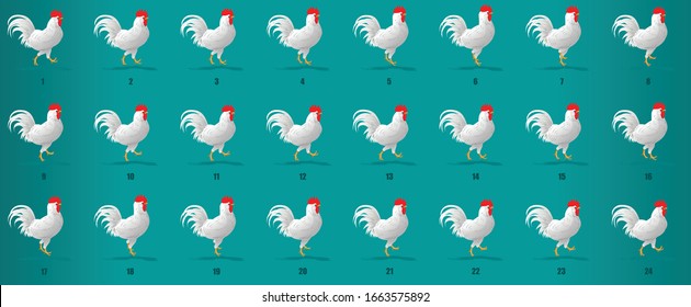Cock Walk Cycle  animation sequence, loop animation sprite sheet