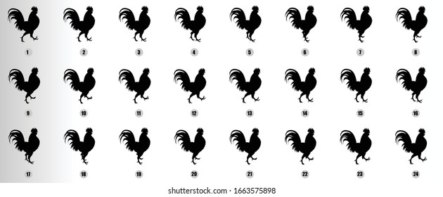 Cock Walk Cycle  animation sequence, loop animation sprite sheet