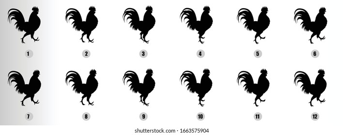 Cock Walk Cycle  Animation Sequence, Loop Animation Sprite Sheet