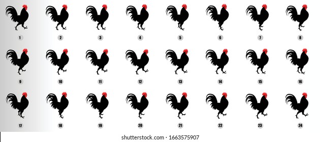 Cock Walk Cycle  animation sequence, loop animation sprite sheet
