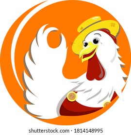 Cock with yellow hat for logo