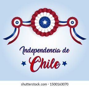 cockade decoration. Chile Happy Independence Day. Vector Illustration.