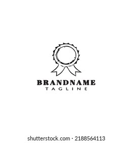 cockade with ribbon logo flat icon design template black modern isolated vector illustration