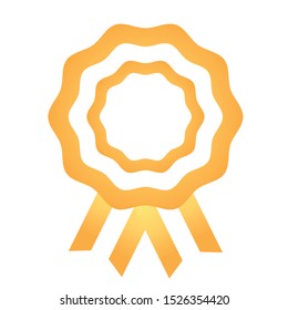 Cockade, rosette with gold ribbon, vector illustration