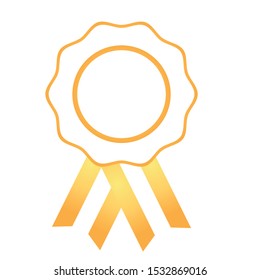 Cockade, rosette with gold ribbon, vector illustration