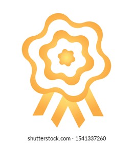 Cockade, rosette with gold ribbon, vector illustration