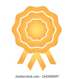 Cockade, rosette with gold ribbon, vector illustration