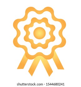 Cockade, rosette with gold ribbon, vector illustration