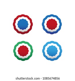 Cockade, rosette with ribbon, vector illustration.