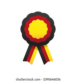 Cockade, rosette with ribbon, vector illustration. Germany flag colors symbol