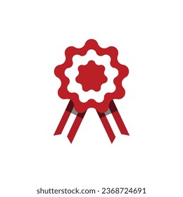 Cockade, rosette with ribbon, vector illustration. Red and white. Peruvian colors. Austria and Peru flag