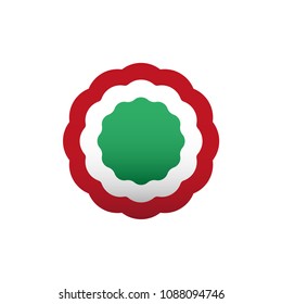 Cockade, Rosette, Vector Illustration. Italy And Hungary Colors Symbol