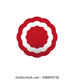 Cockade, rosette, vector illustration. Red and white