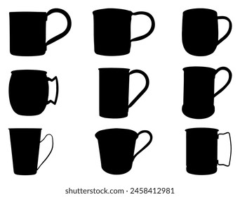 Cockail copper mugs silhouette vector art Vektor Stok