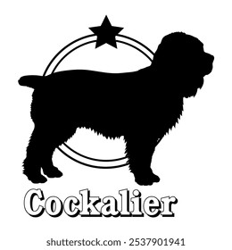 Cockalier dog silhouette,  dog, dog breeds, logo, vector, silhouette, logo design, animal, illustration, icon, sign, design, black,  symbol, pet