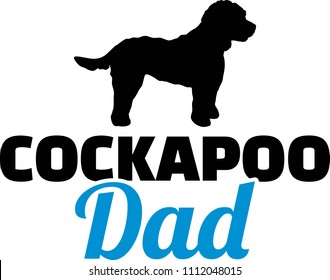 Cockapoo dad silhouette with blue word