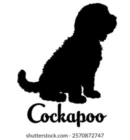 Cockapoo dog silhouette, dog breeds, logo, vector, silhouette,  animal, illustration, icon, sign, design, black, symbol, pet, love
