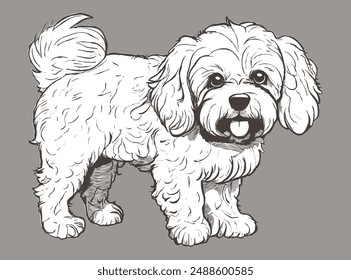 A cockapoo dog. Very cute.Vector Dog illustrations , Hand Draw