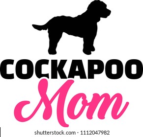 Cockapoo mom silhouette with pink word