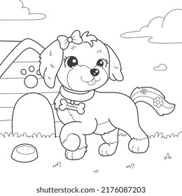 Cockapoo puppy pet coloring page illustration