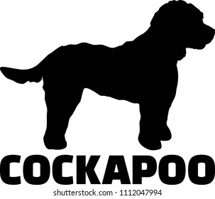 Cockapoo silhouette real with word 