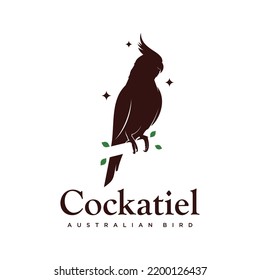 cockatial - parrot silhouette logo standing on tree 