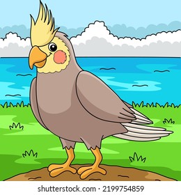 Cockatiel Animal Colored Cartoon Illustration