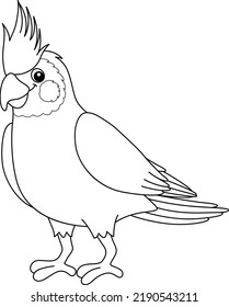 Cockatiel Animal Isolated Coloring Page for Kids