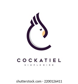 cockatiel bird logo with line art style