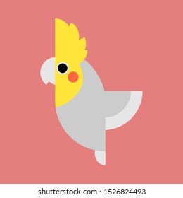 Cockatiel bird vector. Cockatiel bird vector icon in flat style. Parrot bird