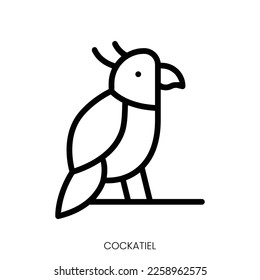 Cockatiel icon. Line Art Style Design Isolated On White Background