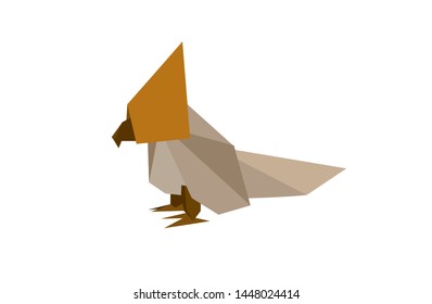 The cockatiel, also known as miniature cockatoo vector origami style