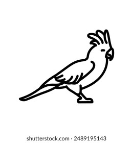 Cockatiel Outline Icon, Vector illustration