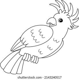 Cockatoo Animal Coloring Page Isolated for Kids
