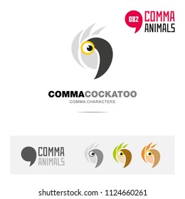 Cockatoo bird concept icon set and modern brand identity logo template and app symbol based on comma sign