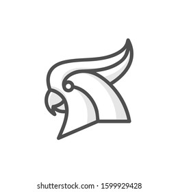 Cockatoo birs logo - creative doodle style design - parrot line art