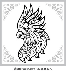 Cockatoo head zentangle arts. isolated on white background.