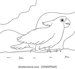 Cockatoo line art for kids coloring book