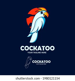 Cockatoo logo design template. Cockatoo emblem vector illustration