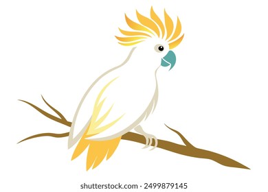 Cockatoo on a branch silhouette color