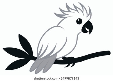 Cockatoo on a branch silhouette vector