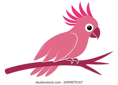 Cockatoo on a branch silhouette vector